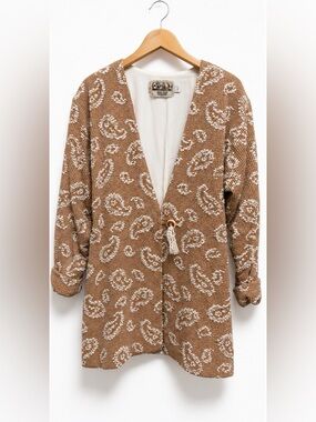 Vintage Black Sheep Rare Wool Silk Lined Paisley Longline Cardigan Jacket Boho S
